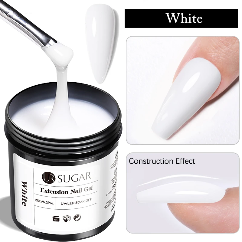 UR Sugar 150g Schnellverlängerungs-Nagelgel UV LED Aushärtbares Aufbaugel Acryl French Nail Art Semi-Permanent Abziehbarer Gel-Lack