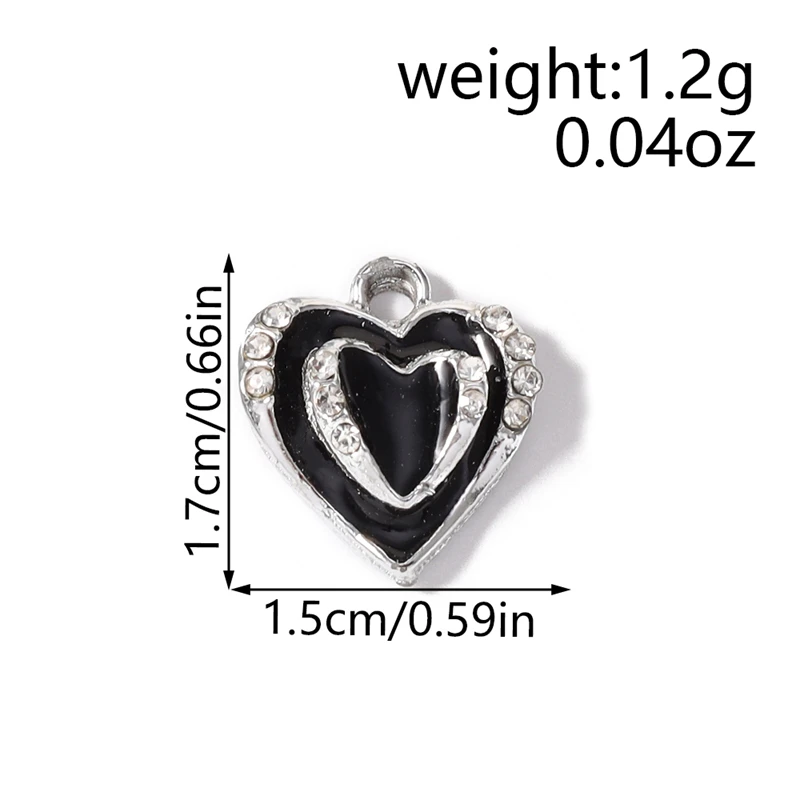 10 Stück 15x17mm Niedliche Emaille-Kristall-Herzanhänger für Schmuckherstellung, Halsketten, Ohrringe, Armbänder, DIY-Bastelbedarf – Detail 1