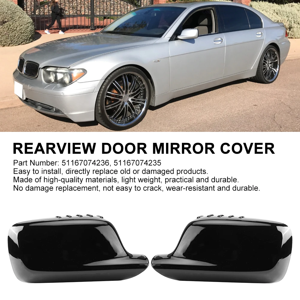 For BMW E46 323Ci 325Ci 328Ci E65 E66 Pair Left+Right Rearview Door Mirror Housing Cover Cap 51167074235 51167074236