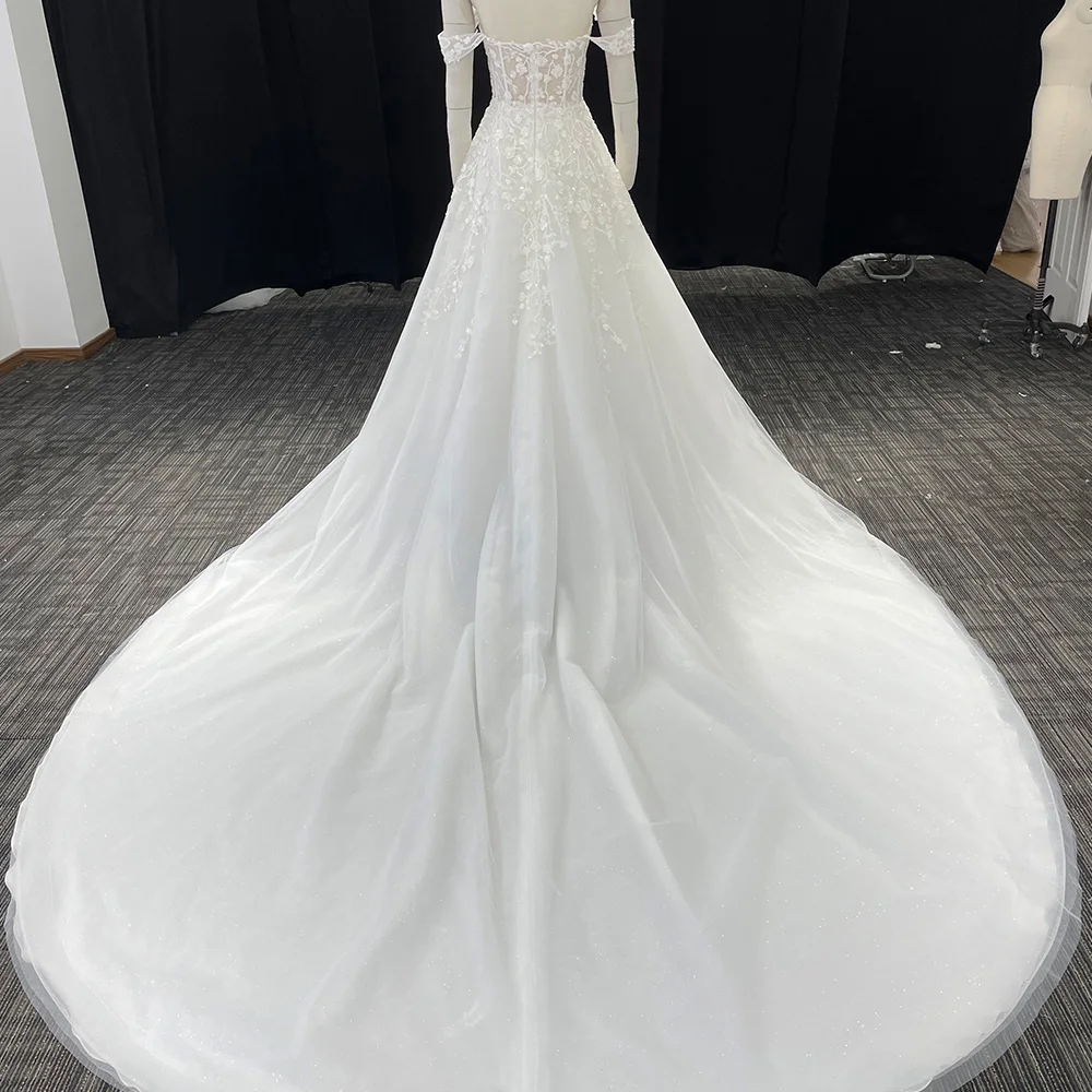 Simple A-line White Wedding Dress Novelty Scoop 2026 Lace Backless Plain Bridal Gown Zipper Sweep Train Vestido de Novia