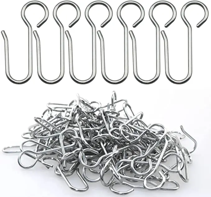 50pcs S-Shaped Metal Curtain Track Hooks Ceiling Curtain Hooks Curtain Hanging Hooks DIY Home Curtain Accessories Wall Curtain H