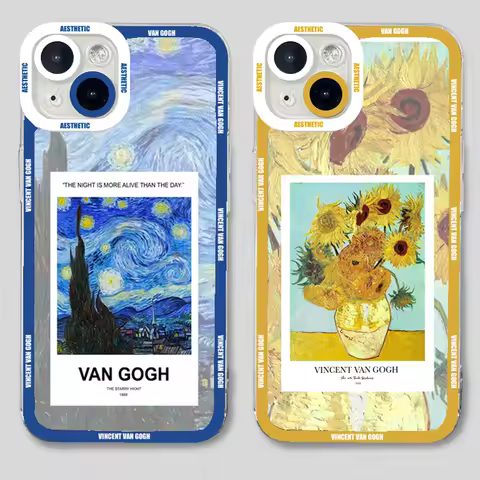 Art Van Gogh's Oil Painting Clear Case For Samsung Galaxy S24 Ultra S23 FE A14 A34 A54 A55 A15 A35 A53 S22 Plus S21 A16 Cover