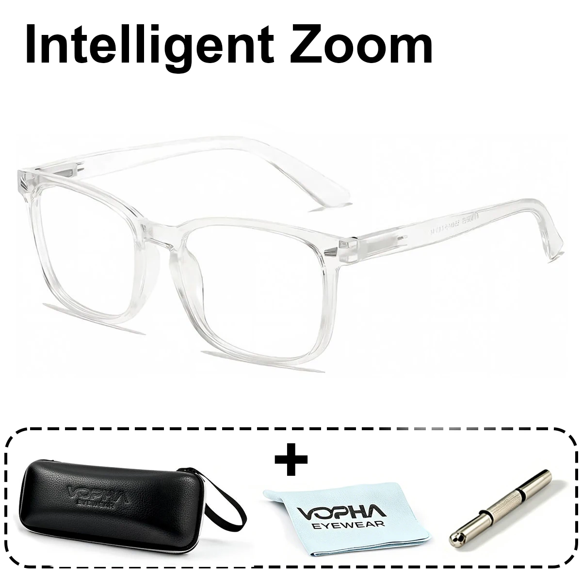 Auto Focus Reading Glasses,Smart Zoom Reading Glasses for Men Women, L17 Anti-Blue Light Presbyopia Eyewear with Case & Cloth