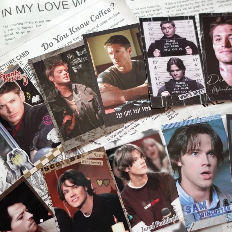 Supernatural SPN Dean & Sam Vintage Style Mini Cards Badges Doujin Fan Merch Collectible Set for Hardcore TV Show Collectors