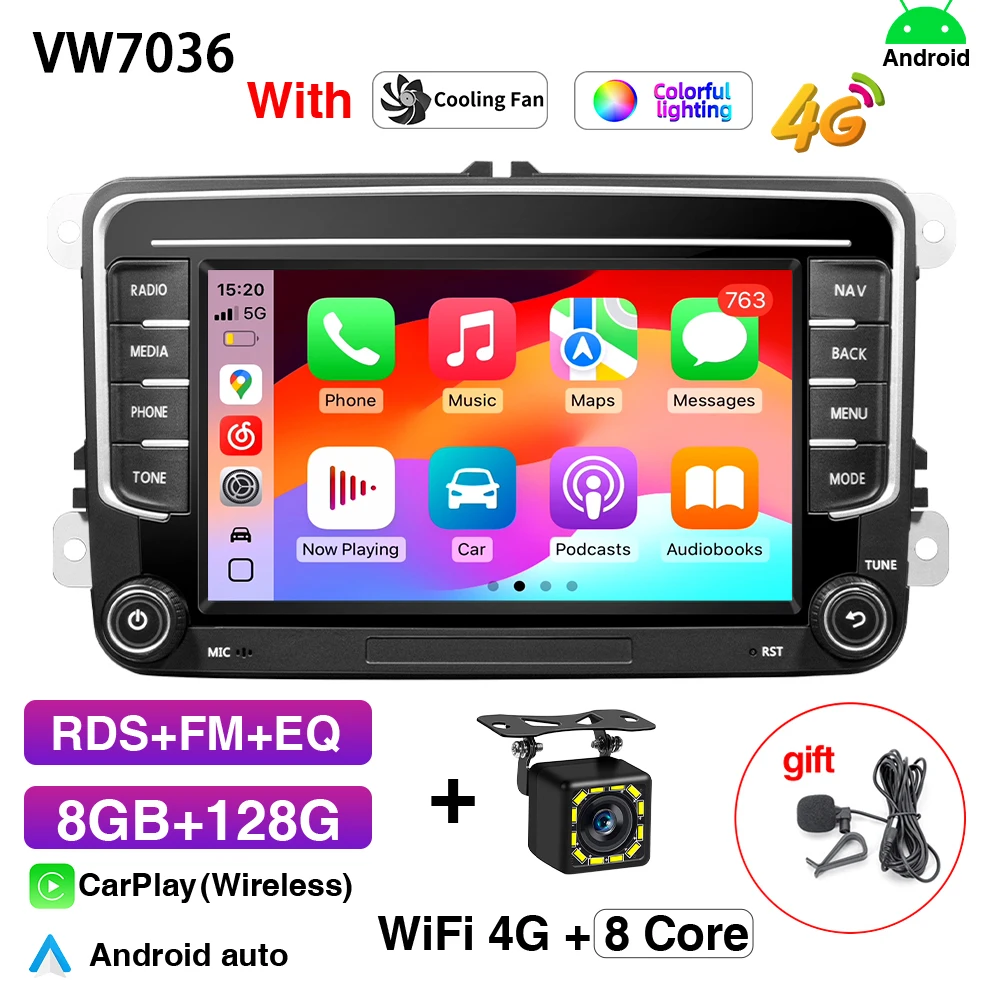 Grandnavi Android 13 Autoradio GPS Voor VW Volkswagen Skoda Octavia Golf 5 6 Touran Passat B6 Polo Jetta 2Din multimedia Speler