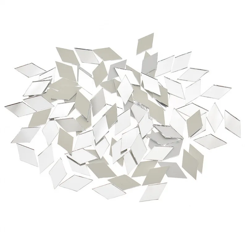 200 Pieces Diamond Shape Mirror Mosaic Tile, Acrylic Small Mirror Self Adhesive Craft Tiny Mirror Tiles for Wall Art Project