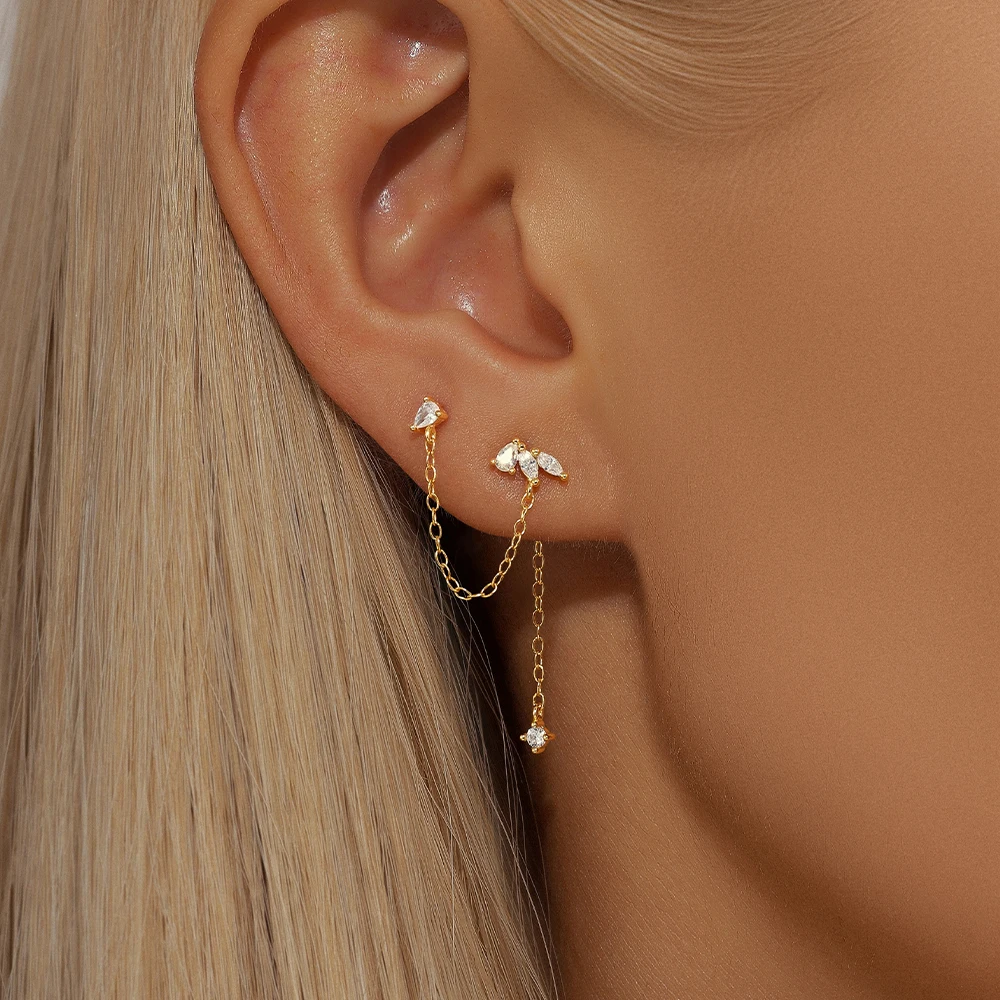 CANNER 925 Sterling Silver Horse Eye Zircon Crown Tassel Earrings For Women Ins Minimalism Stud Earrings Fine Jewelry Party Gift
