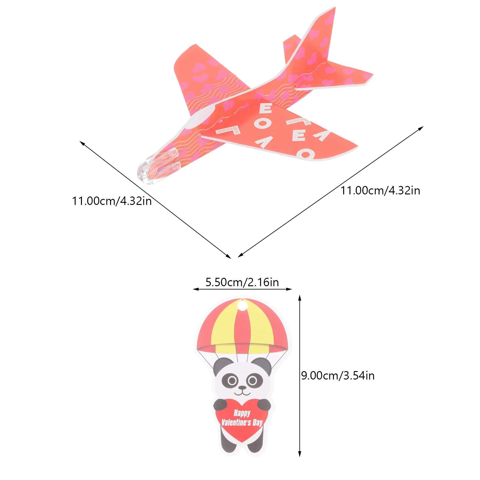 1 Set di aeroplani in schiuma di San Valentino Set di biglietti d'auguri per mosche interne sicuri e facili da montare Premi per l'aula Biglietti d'auguri di San Valentino per bambini