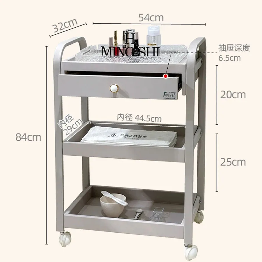 Cart Beauty Salon Trolley Utility Drawers Cosmetic Rolling Salon Trolley Medical Storage Carrito barbershop furniture GY50GP