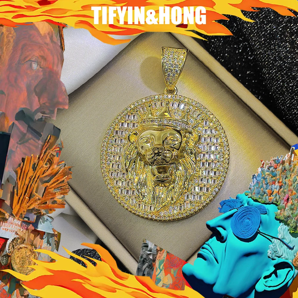 Luxury hip-hop high-end custom gold necklace paired with domineering animal pendant, exquisite packaging, exclusive to men