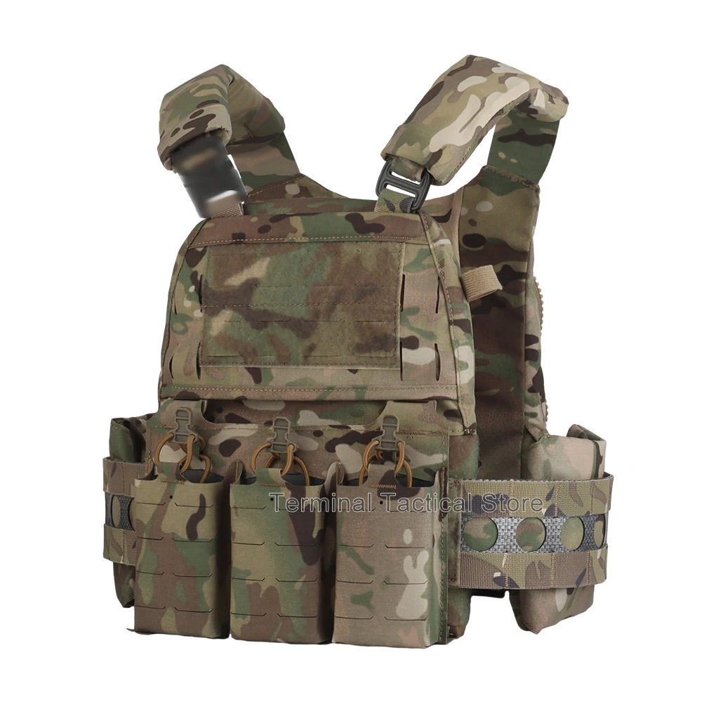 Ferro V5 FCPC Taktische Plattenträgerweste mit Schnellverschluss, Tragbare Körperschutzweste, Molle Airsoft Jagdweste mit 556 Dreifach-Magazintasche
