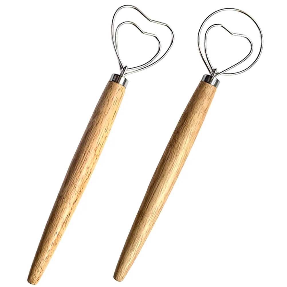 

2Pcs Flour Mixer Kitchen Gadgets Stainless Steel Ergonomic Handle Lightweight Manual Egg Whisk Sauce Beater Baking Tools