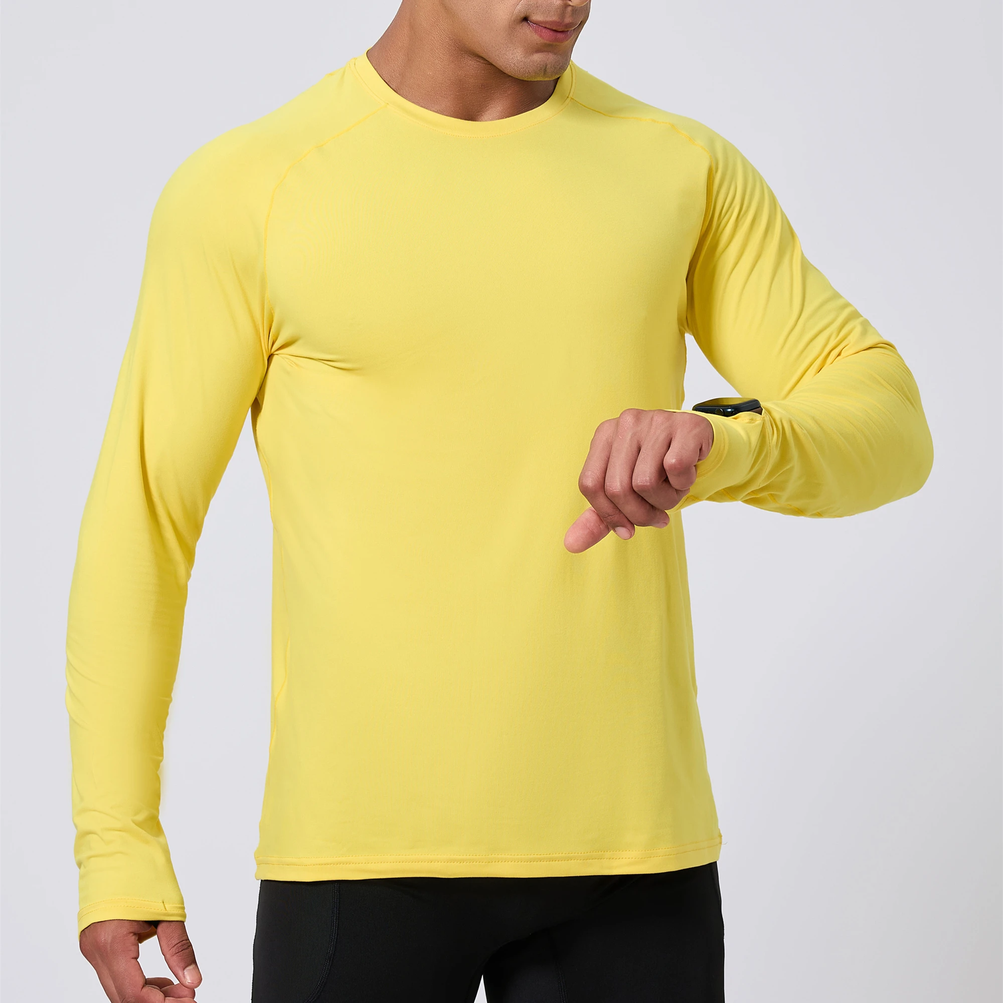 Mens Running Shirts Keep Warmer Long Sleeve Workout Sport Cycling Hiking Tops T Shirt with Thumb Hole Anti-Static Cuff Elastic