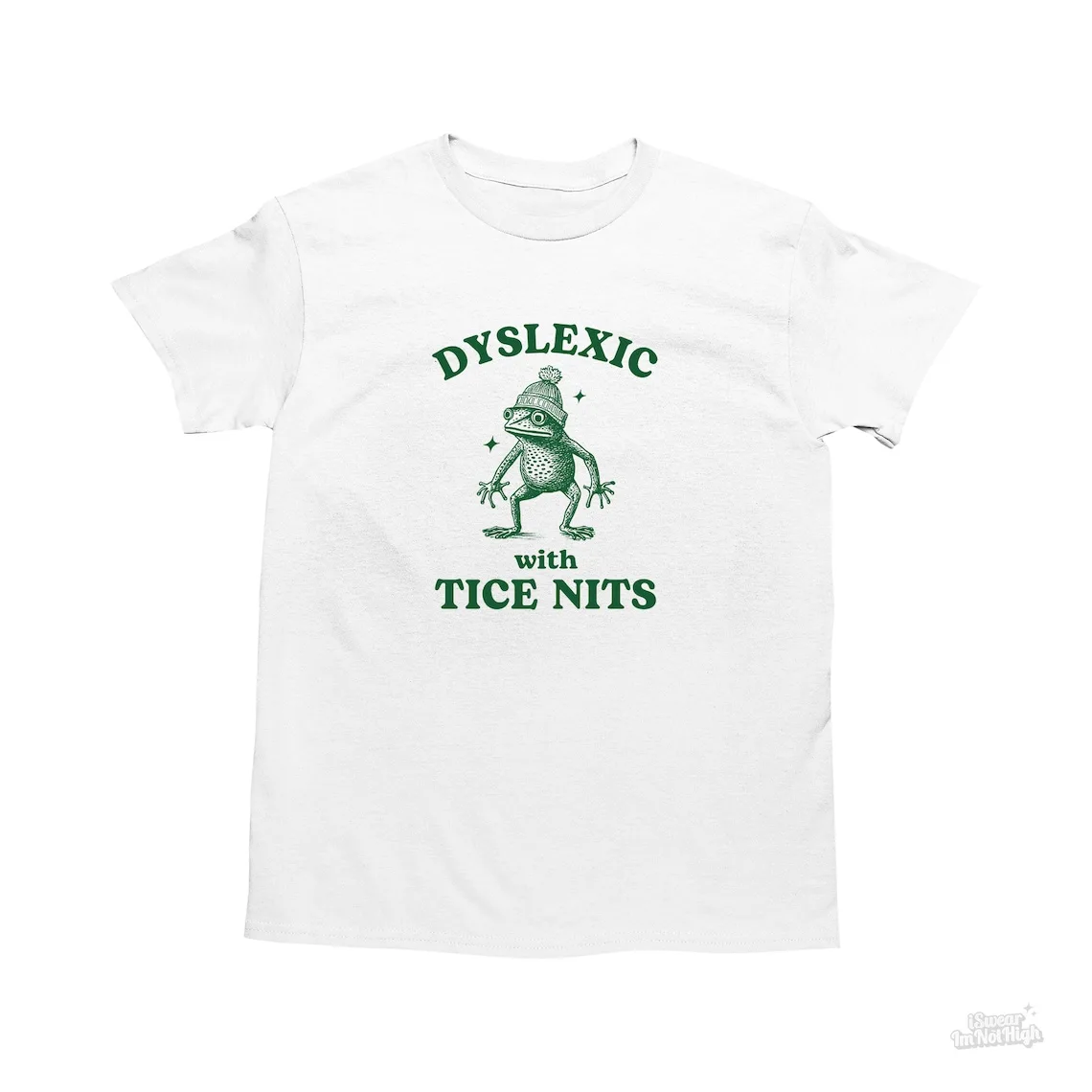 Dyslexic With Tice Nits Funny Dyslexia Shirt Frog Tops Dumb Y2k Stupid Vintage Sarcastic Cartoon Tee Silly Meme Shirt