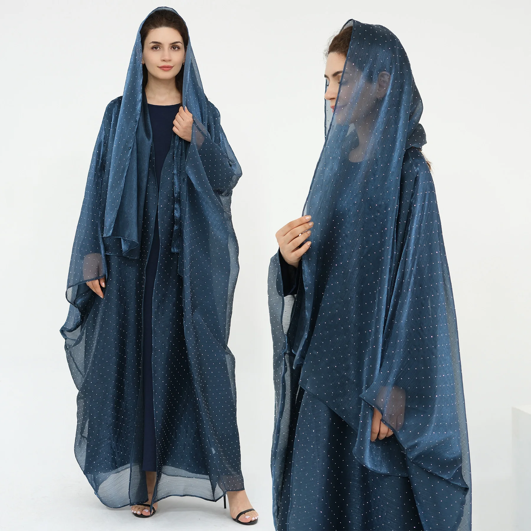 

Летняя блестящая вечеринка Абая (без внутреннего платья), рукава «летучая мышь» Мусульманские женщины Дубай Абая, Рамадан Ид Вечерний халат Исламская одежда