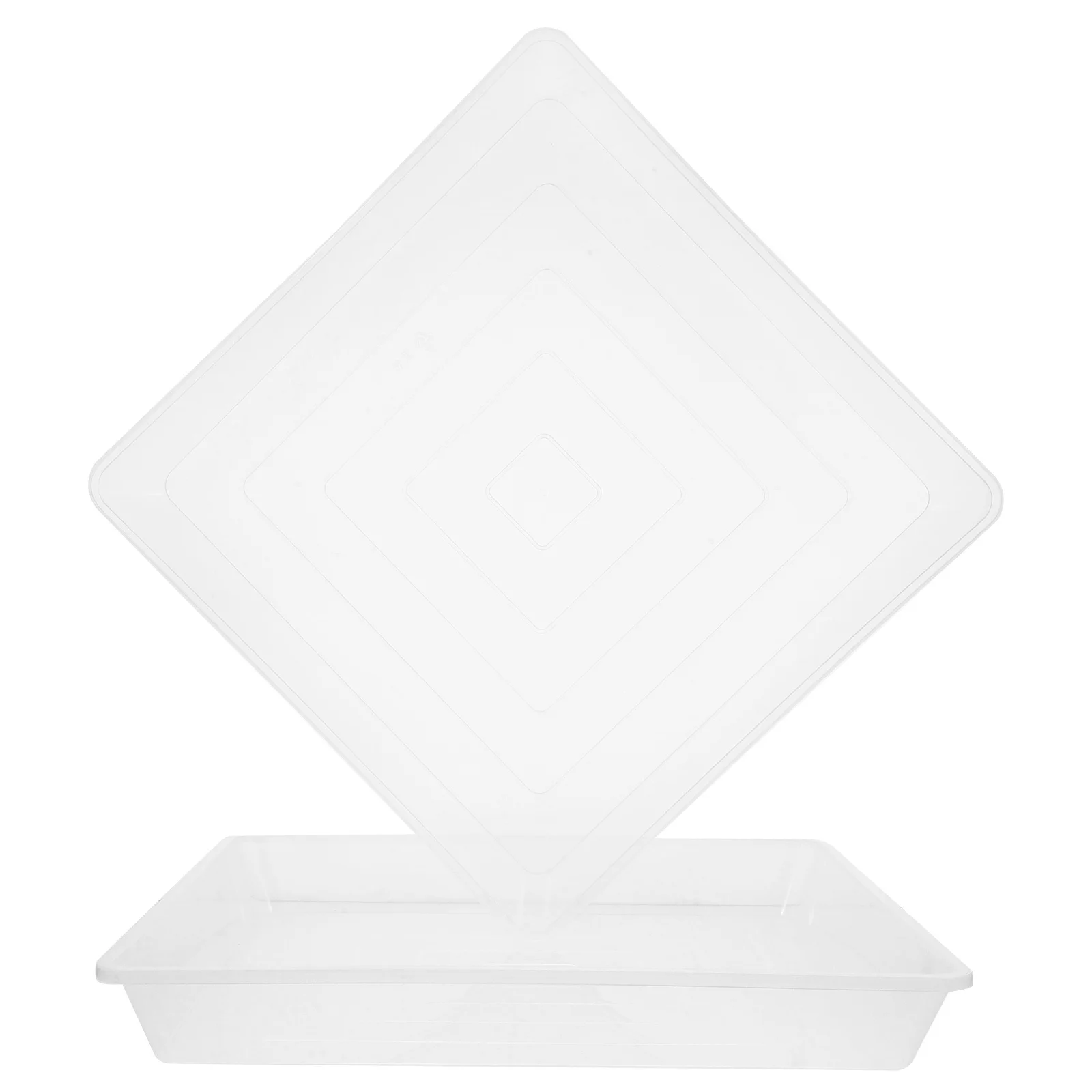 

2pcs Square Plastic Flower Pot Tray Clear Drip Saucer For Indoor Outdoor Plants Water Catcher Bonsai Drainage Tray Garden