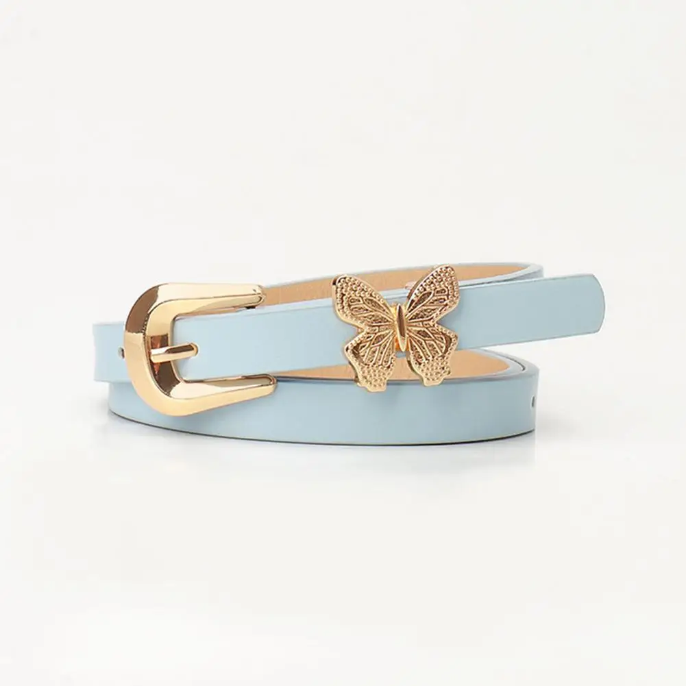 

Metal Butterflies Decor Belt Stylish Metal Butterflies Decor Women's Belt with Adjustable Length Imitation Leather Waistband