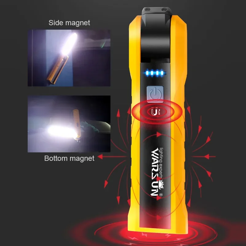 

Portable COB Working Light Magnetic Flashlight USB Charge Car Flashlight Rotatable Multifunction Lamp with Hook