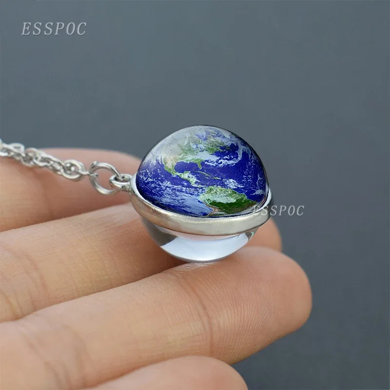 Solar System Necklace Moon Mars Earth Jupiter Planet Picture Glass Ball Necklace Galaxy Planet Jewelry for Women Dropshipping