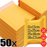 50/10x Kraft Paper Bubble Mailers Envelopes Bags Bubble Mailing Bags Home Yellow Self Seal Waterproof Cushion Envelopes Pouch