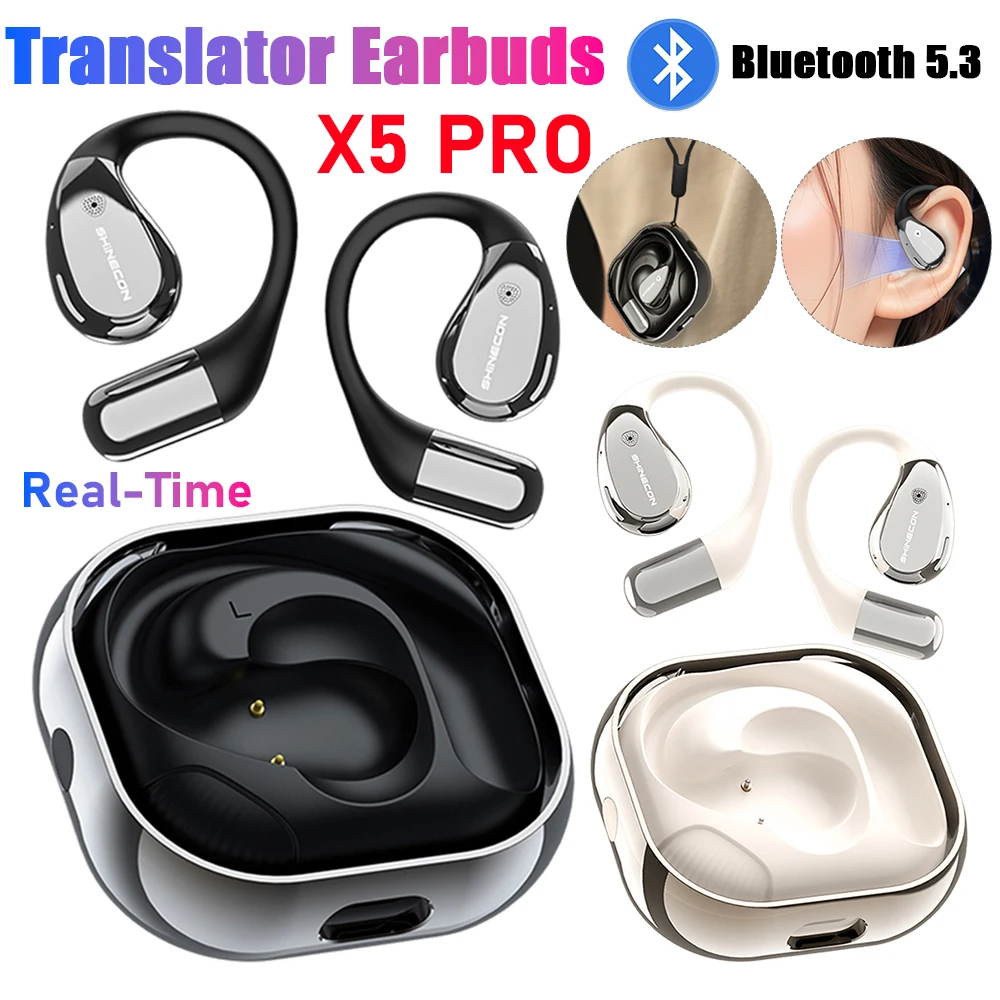 X5 PRO AI Translator Earbuds Real-time Translation 134 Languages Translator Wireless Headphones Smart Voice Translator Earphones