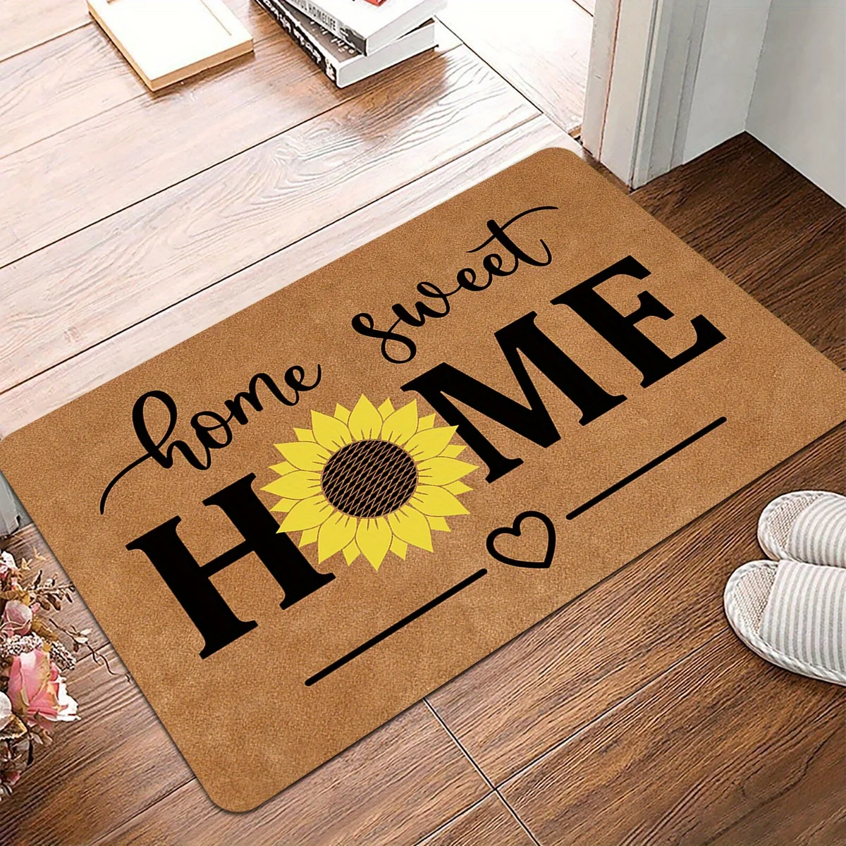 1 entry area mat, welcome home - simple sunflower element print mat, suitable for indoor and outdoor entry, bedroom, dining room