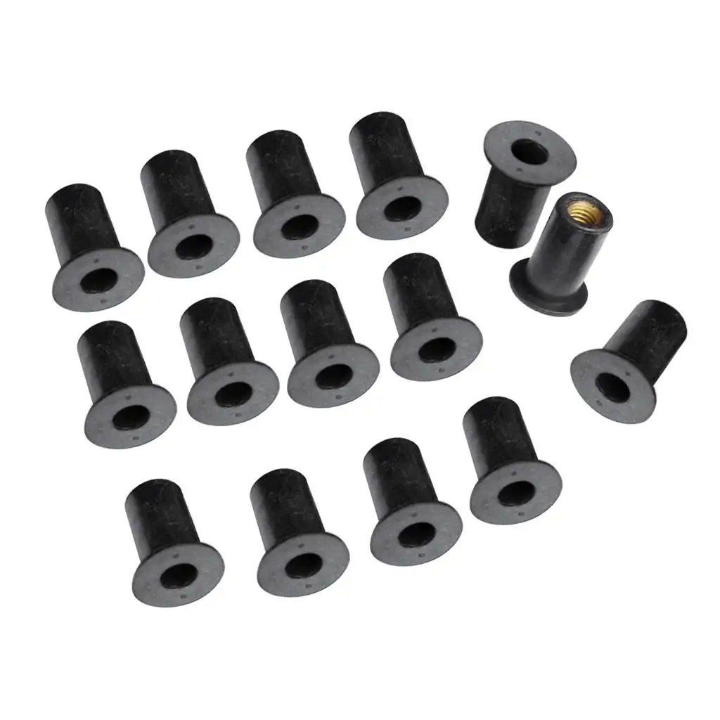 Brass Insert Rubber Nut M5 Flange Black Fastener Kit for Kayak and Motorcycle Fairing Use