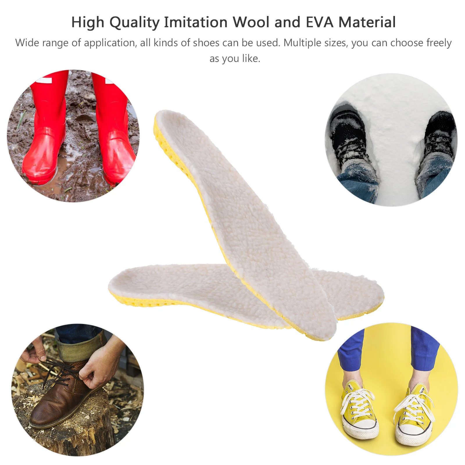겨울 따뜻한 깔창 두꺼운 EVA 양피 통기성 감기 보호 신발 바닥 발 관리 도구 여러 크기