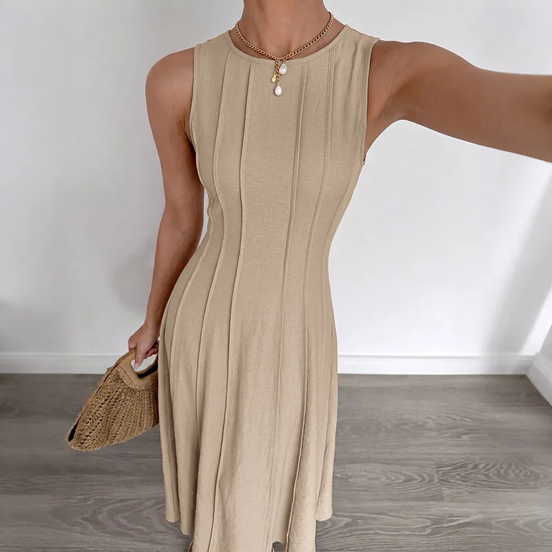 2026 New Women's Summer Dress Long Skirt Stripped Sleeveless Dress