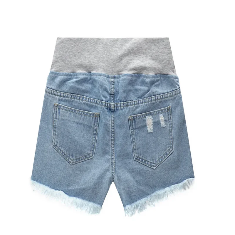 Maternity Denim Hole Shorts Summer Tassel Jeans Pants for Pregnant Women Clothing Plus Size M L XL XXL 3XXL Elastic Belt Jeans