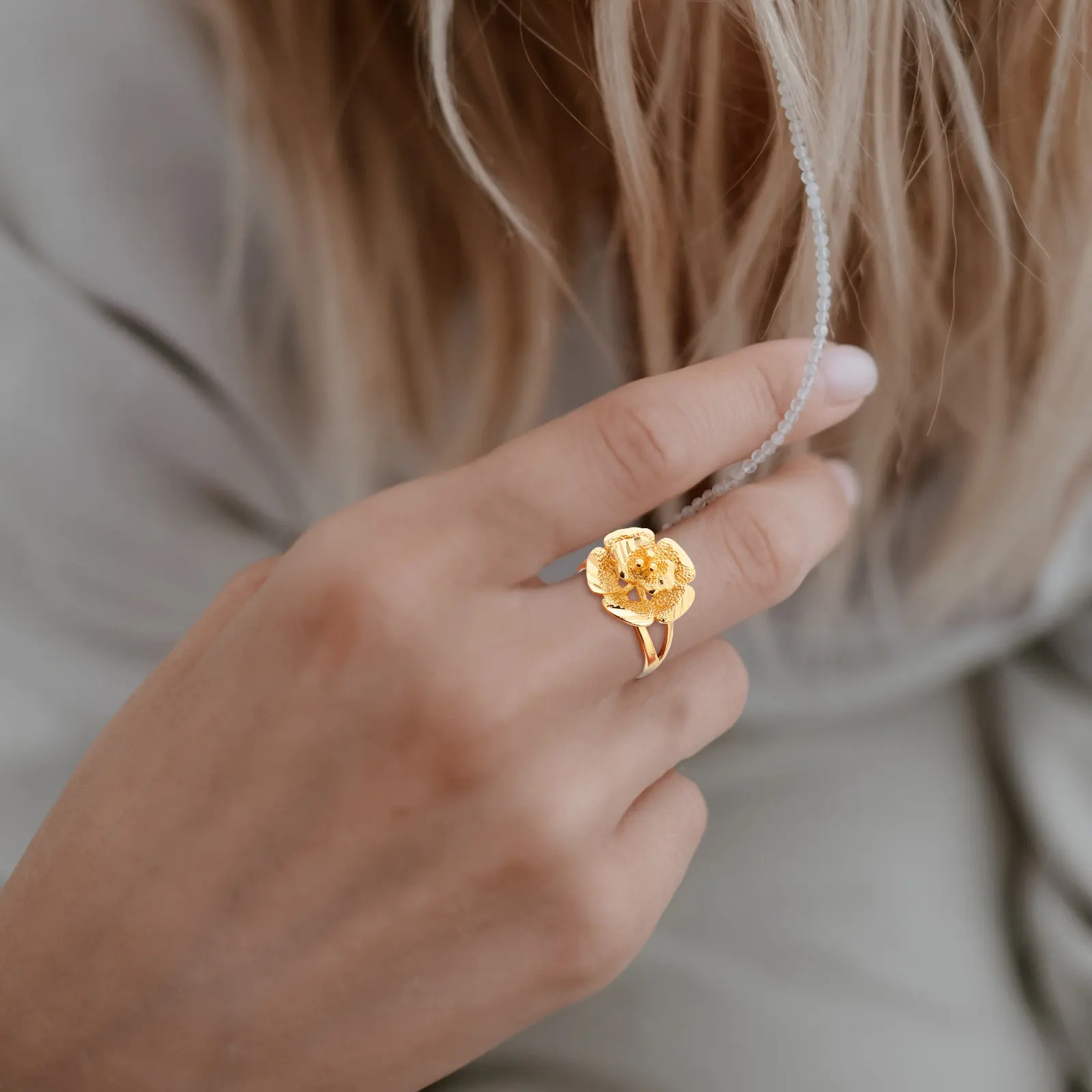 Elegant Adjustable Carnation Ring Vintage Flower Ring for Women Unique Jewelry Floral Retro Style Fashion Rings