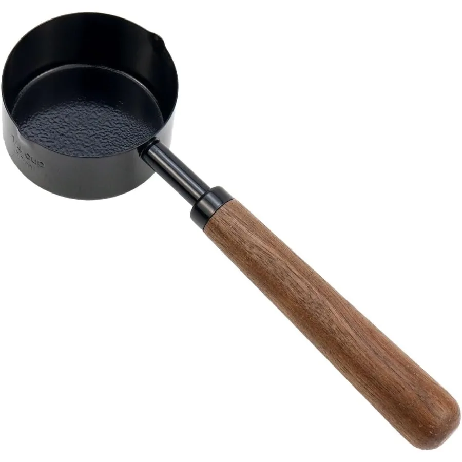 

1 шт., мерный стакан 1/4 чашки с деревянной ручкой, мерный совок из нержавеющей стали, 60 мл, мерная ложка, черные мерные стаканчи 1/4 для