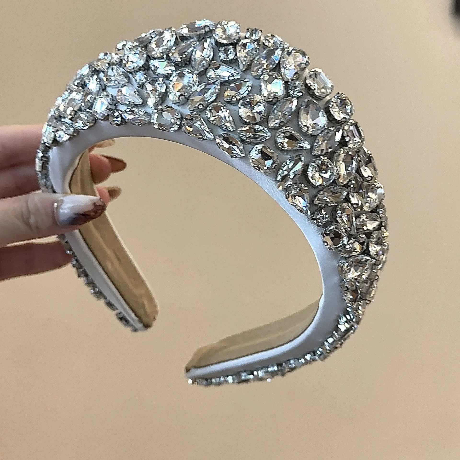 

Sparkly Full Clear Crystal Gem Headbands Padded Diamante Rhinestone Bridal Hairbands for Women Luxury Wedding Hair Accessories