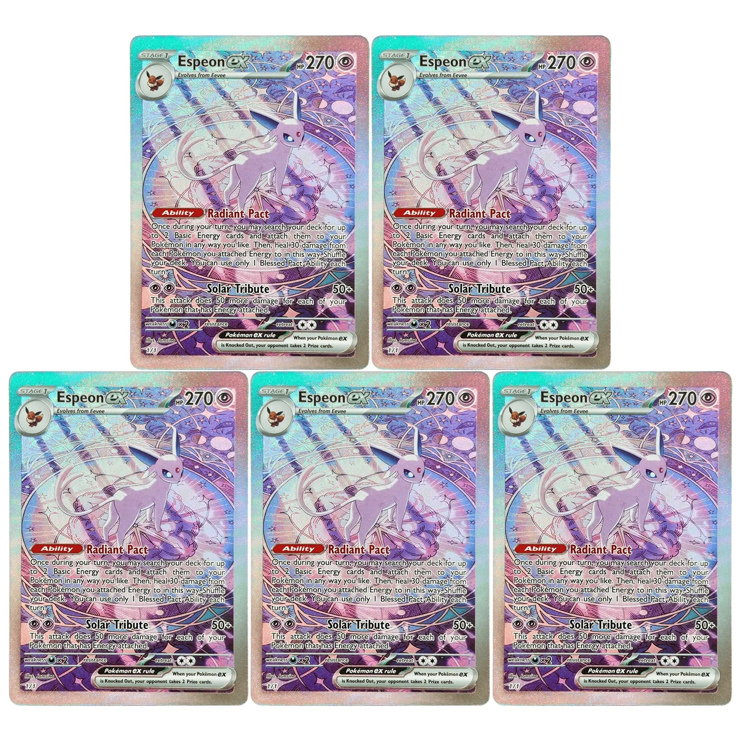 Cartes personnalisées faites maison en anglais Espeon ex Fan Art – Carte de collection texturée de haute qualité pour hobby