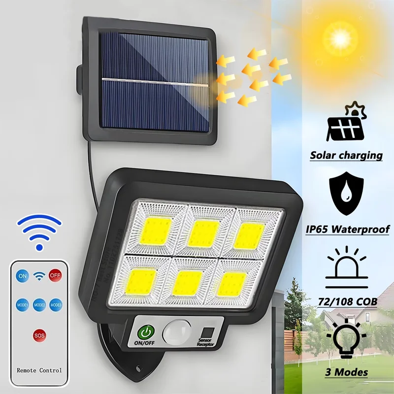 

Многофункциональная солнечная лампа для украшения сада на открытом воздухе, солнечный светодиодный светильник, водонепроницаемый прожектор с питанием от солнечного света и датчиком движения