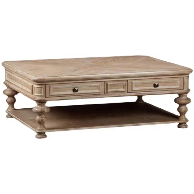 

Antique solid wood coffee table set living room furniture