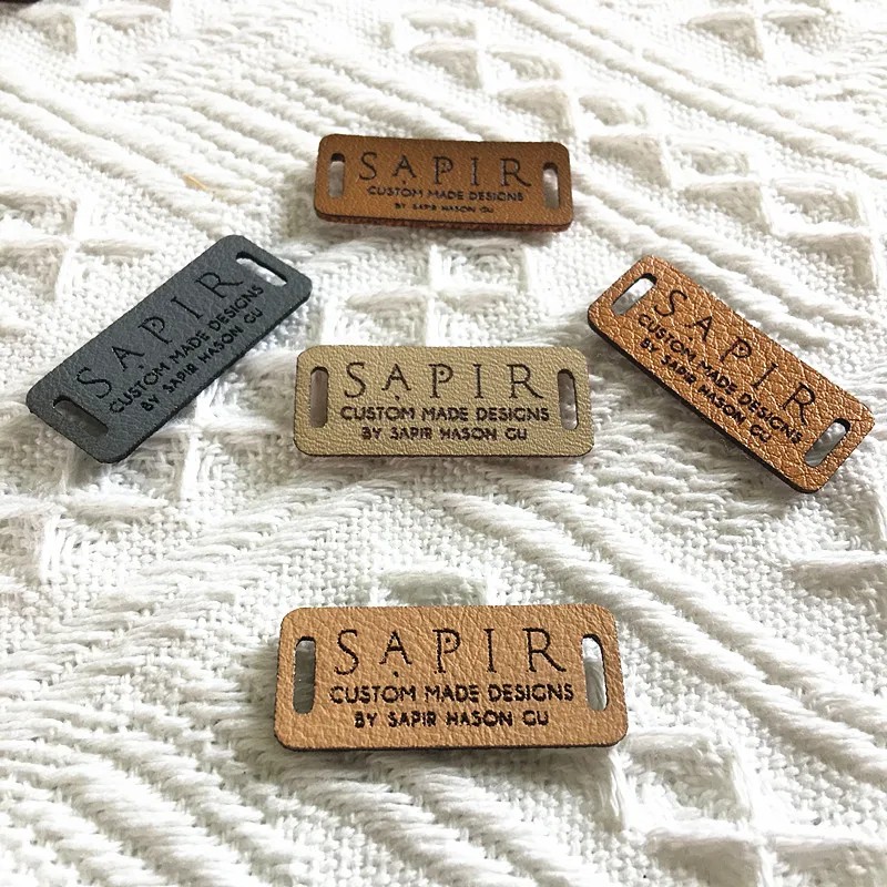 

30pcs Leather labels personalised logo for crochet clothes Customize sewing handmade Knitting tags Rectangle Garment hats label