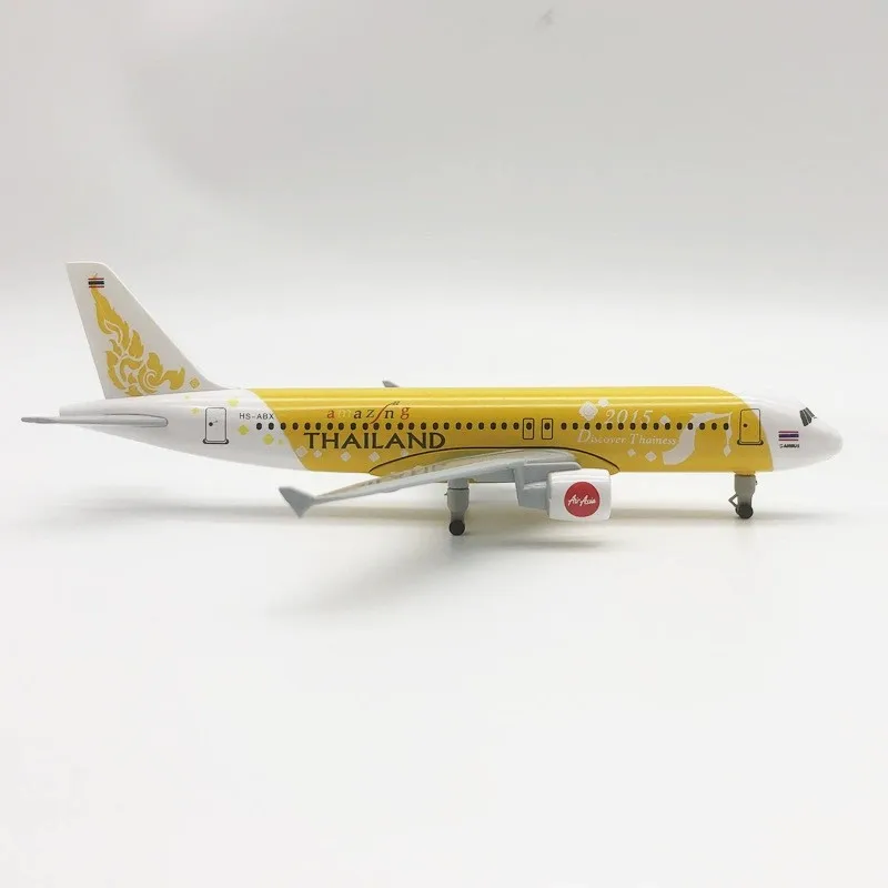20cm Scale Aircraft A320 Thai Airlines Yellow Metal Plane Model Landing Gears Souvenir Collectible Miniatures Airplanes Gift