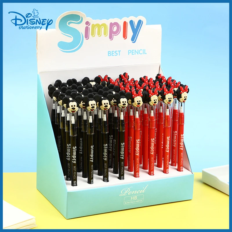 

48pcs Disney Cartoon Pencil Mechanical Refill Free Pencil Display Box Mickey Mouse Children Learning School Writing Supplies