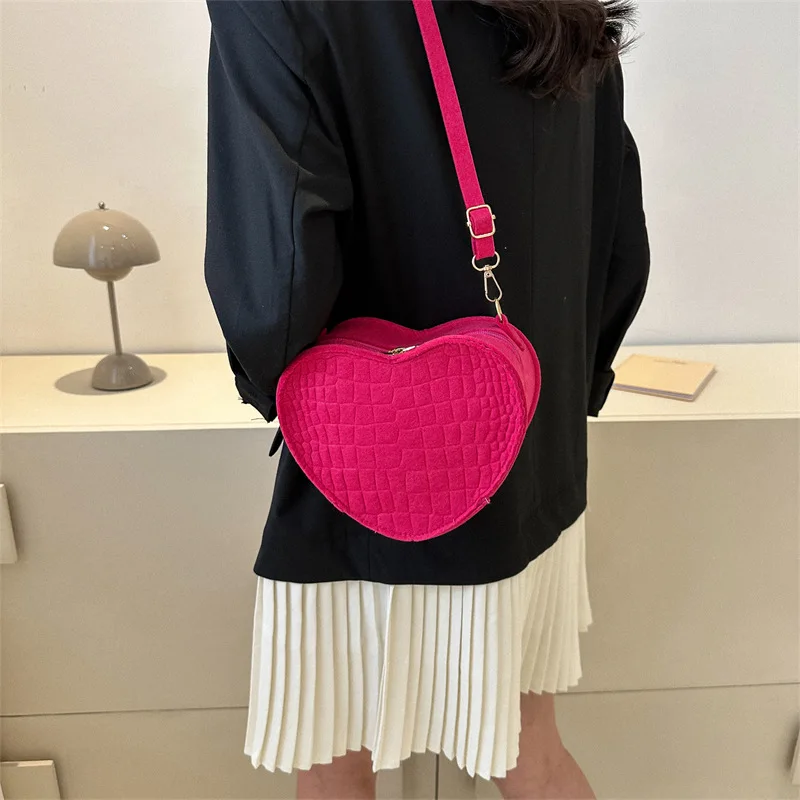 2024 Crossbody Bag for Women New Fashion Simple Handbag Purses Casual Heart Shaped Houlder Bags Bolso De Mujer