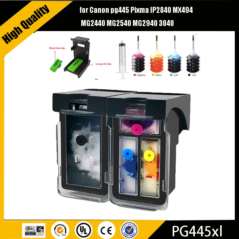 

PG-445 445 Refill Ink Cartridge For Canon PG445 PG 445 CL 446 XL For Canon Pixma MX494 MG 2440 2540 2940 2540S IP2840 Printer