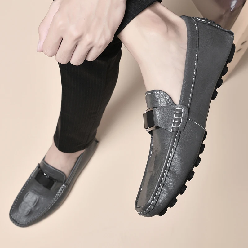 

Модная нескользящая мужская обувь на плоской подошве, кожаные деловые повседневные мужские лоферы для вечеринок, удобные мужские туфли без шнуровки на мягкой подошве для вождения