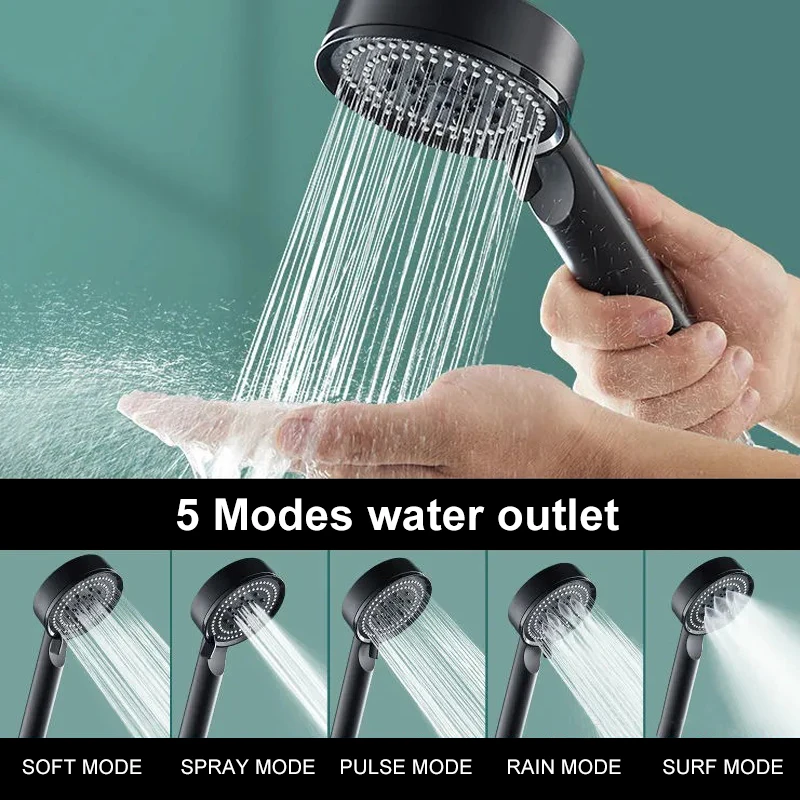 High Pressure Rain Shower Head for Bathroom 5 Modes Adjustable Shower Head Water Saving Showerhead Bathroom Accessories