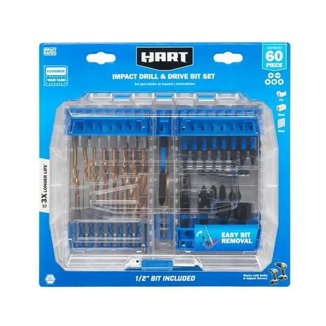 

HART 60-Piece Impact Drill & Drive Bit Set with Modular Case