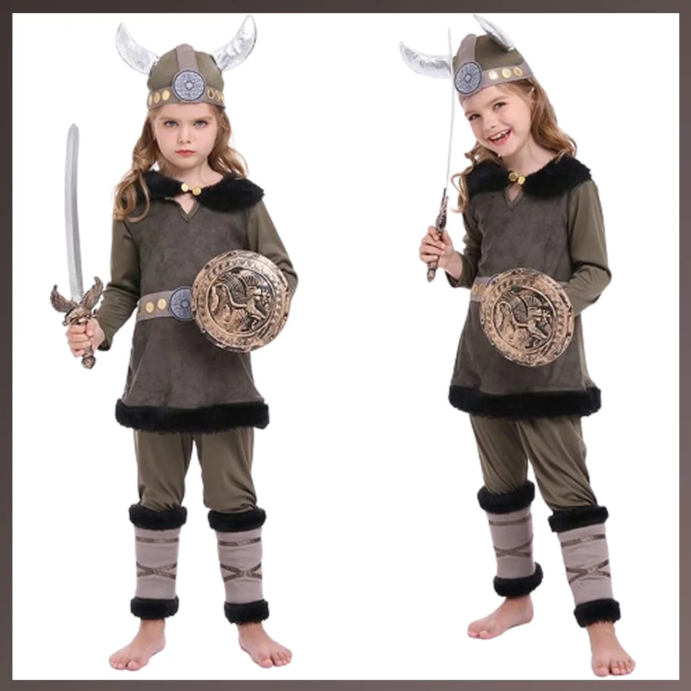 Pirate Viking Cosplay Kids Costume Children Fantasia Stage Party Performance Dance Outfits Child Halloween Carnival Party Suit