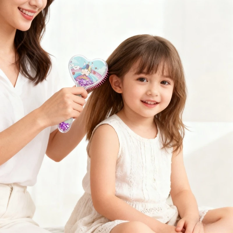 

Милая мини-щетка для волос принцессы пони для девочек, дизайн с блестящими пайетками, портативная детская дорожная расческа с нежным массажем для малышей