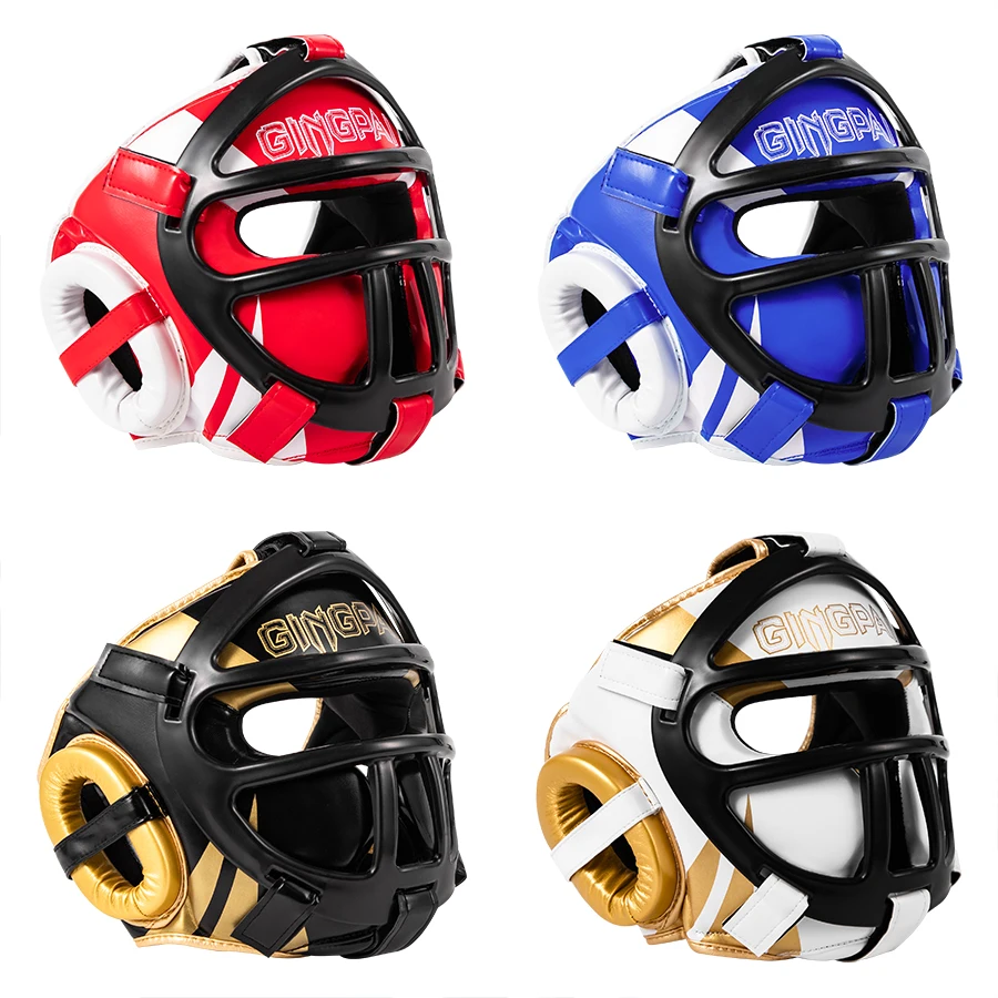 

New Quality Boxing Helmet Leather Karate Muay Thai Sanda Training Adults Kids Helmet Head Guard Taekwondo Karate Boxing Helmets