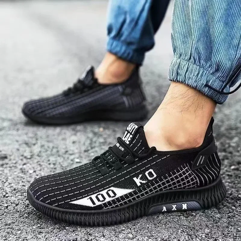 2025 Soft Soled Spring and Autumn Men's Woven Shoes Breathable Air Mesh Non-slip Wear-resistant Casual Low-top Shoes Work Shoes