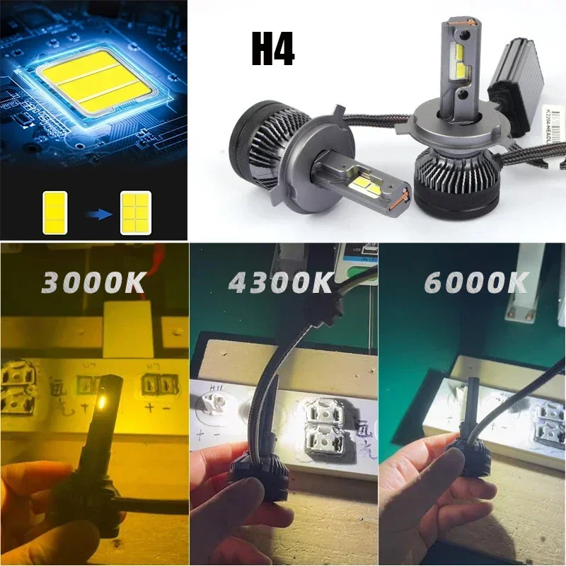 OVEHEL H7 H4 Led Lamp 500000LM 600W Double Copper Tube Lights For Car K5C 6000K F5C H1 H11 HB3 9005 HB4 9006 Led Headlight Bulb