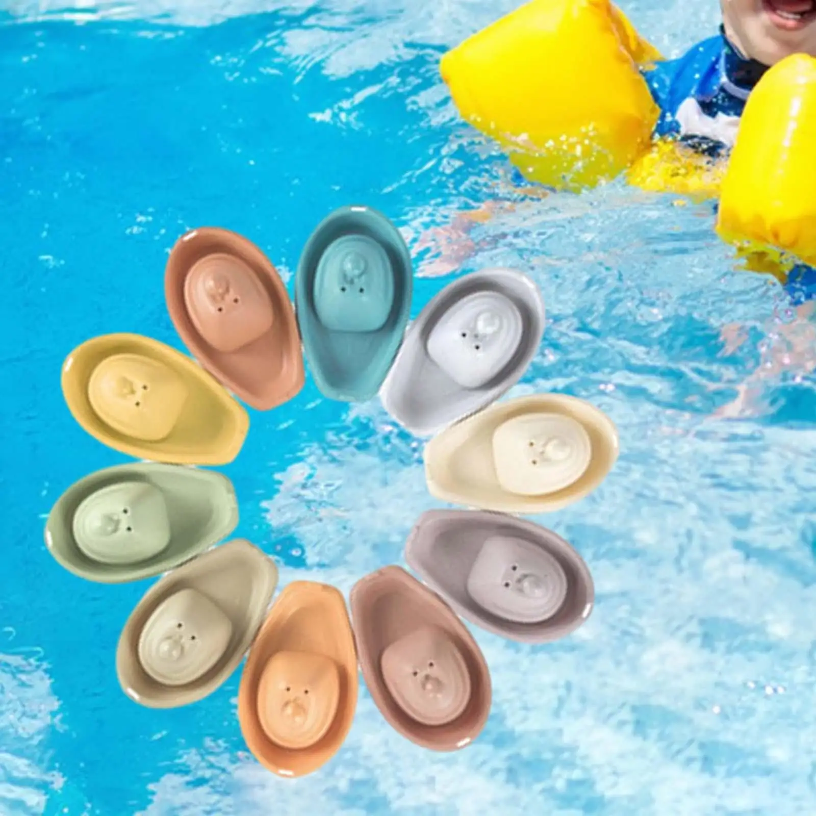 10 Pieces Baby Bath Stacking Boat Toy Bathtub Toy Bath Pool Beach Toy Montessori Educational for Boys Girls Preschool Babies